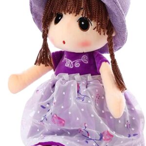 18-Inch Fluffy Rag Doll with Dress and Hat