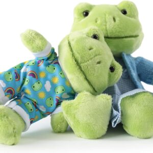 2-Pack Blue Baby and Mum Frog Plush Toy Set