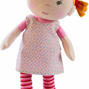10-Inch Red Pigtail Rag Doll with Pink Dress Machine Washable