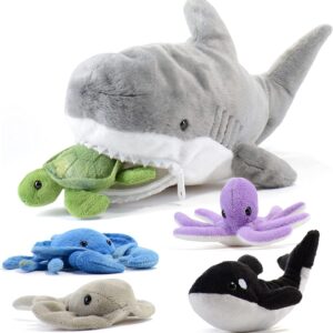Shark Plush with 5 Stuffed Sea Animals Toy Set