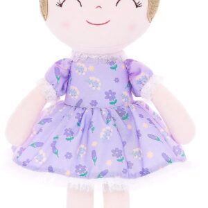 15.5-Inch Print Purple Soft Baby Girl Plush Doll