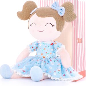 16-Inch Floral Blue Soft Baby Girl Plush Doll